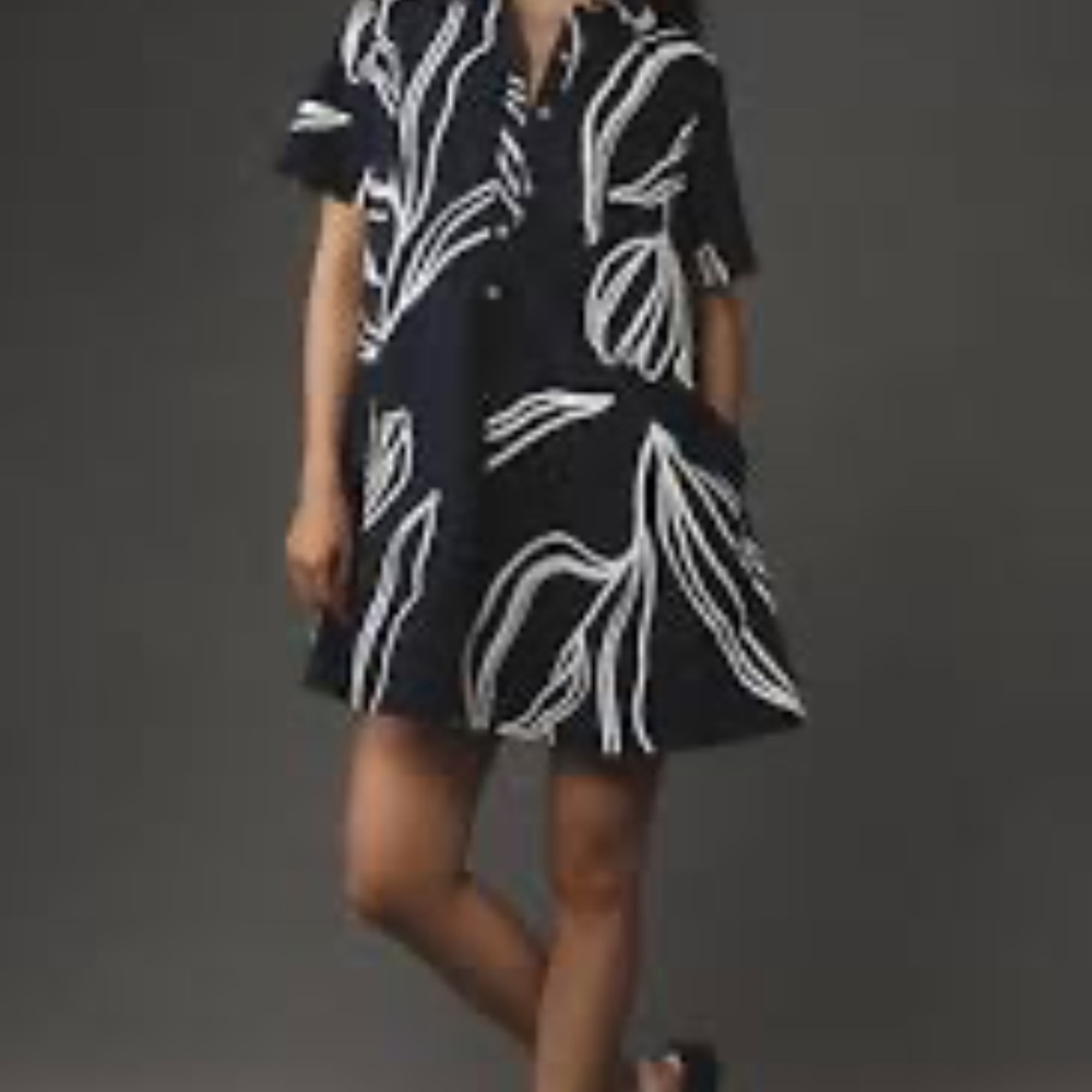 Anthropologie Pollie Short-Sleeve Swing Tunic Mini Dress